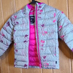 GAP Disney Kids Puffer Jacket in Pink and Gray